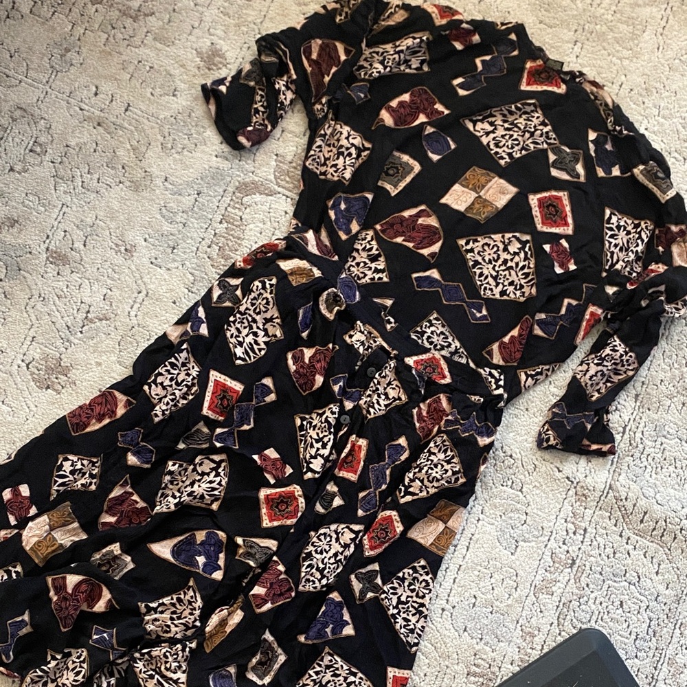Patterned Black and Multicolor Skirt and top combo VINTAGE